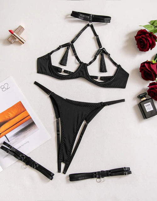 Load image into Gallery viewer, Lace Hollow Cutout Lingerie with Tassels for Women
