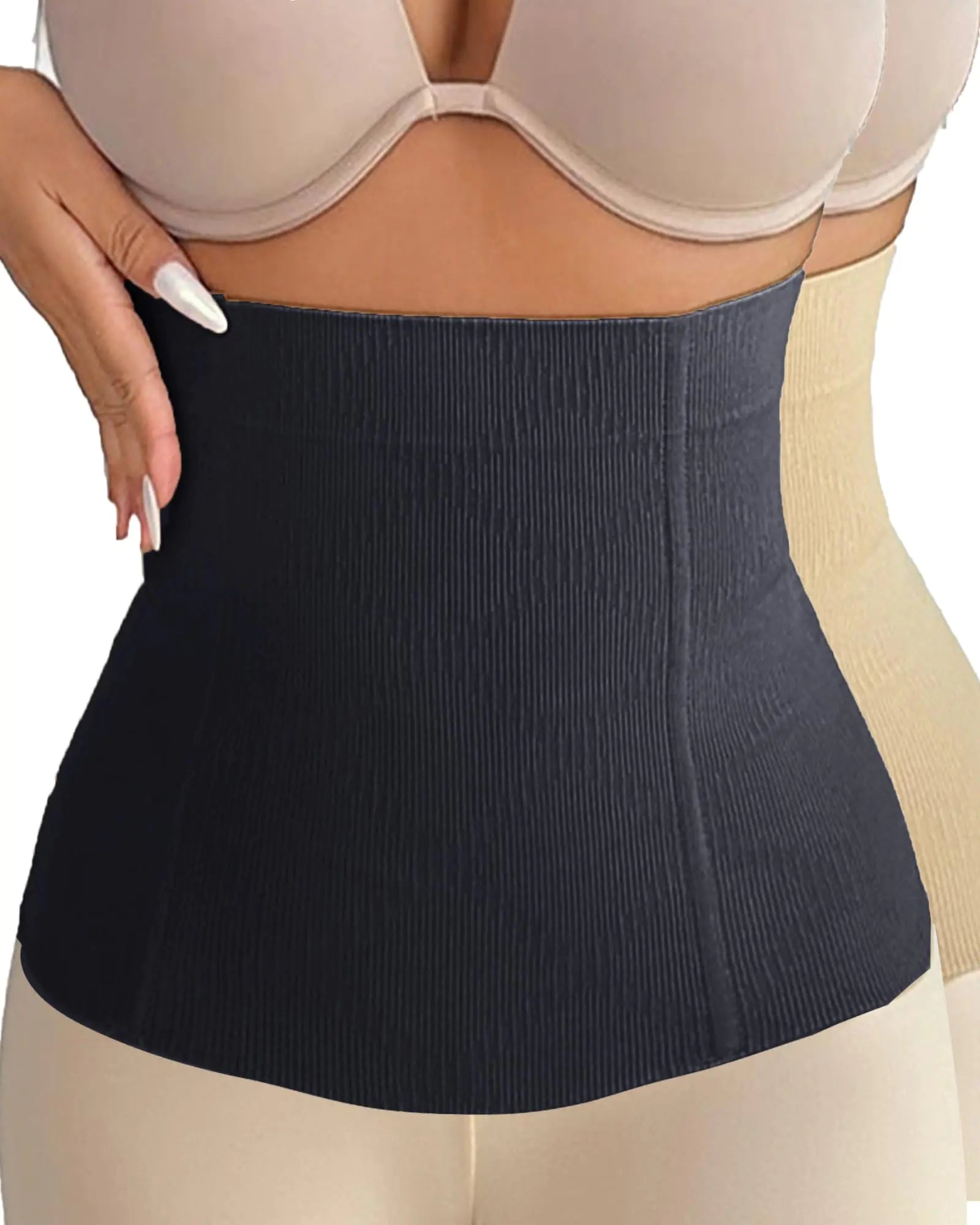 VENDAU Girdle for Women Tummy Control Waist Cincher Shapewear Waist Shaper for Women Belly Fat Stomach Compression for Women (Black and Beige Medium-Large)