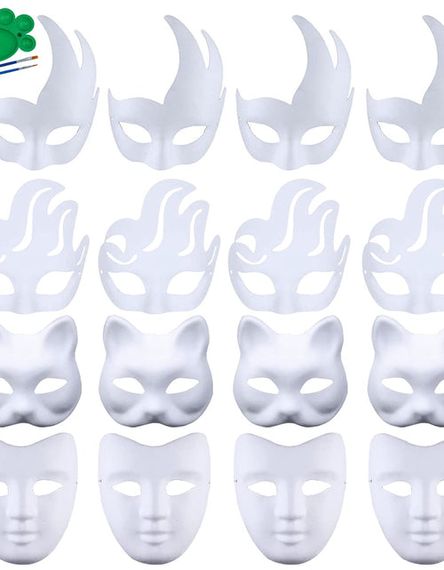 Load image into Gallery viewer, Qavctw 16PCS DIY White Masks Paper Cosplay Unpainted Plain Craft Masquerade Masks for Halloween Christmas Mardi Gras Party Mask
