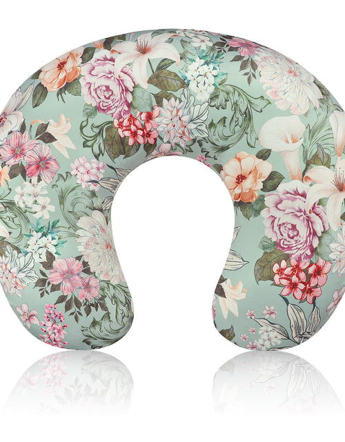 Load image into Gallery viewer, HNHUAMING Nursing Pillow Cover for Baby Girls Boys Green Breastfeeding Pillow Cover Stretchy Removable Feeding Pillow Case for Newborns Ultra Soft and Comfortable Nursing Pillow Slipcover Floral
