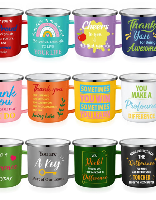 Load image into Gallery viewer, Zhehao 12 Pcs Thank You Gifts Coffee Mugs Coworker Employee Appreciation Gifts Bulk for Women Men 12 oz Enamel Coffee Cups Inspirational Motivational Gift for Christmas Staff Teacher Friends
