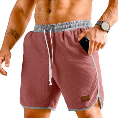 JMIERR Mens Gym SweatShorts Summer Hawaiian Beach Shorts Waffle Athletic Shorts for Men 7 inch Inseam Basketball Shorts Lounge Shorts Men A Pink US38(XL)