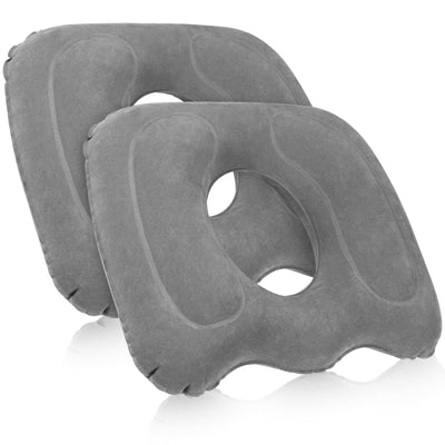 Leinuosen 2 Pcs Inflatable Seat Cushion 18.1 x 15.7 x 4.7 Portable Lift Donut Pillow Height Adjustable Hemorrhoid Pillow for Tailbone Back Pain Bed Sore Home Car Chair Wheelchair Sitting Gray