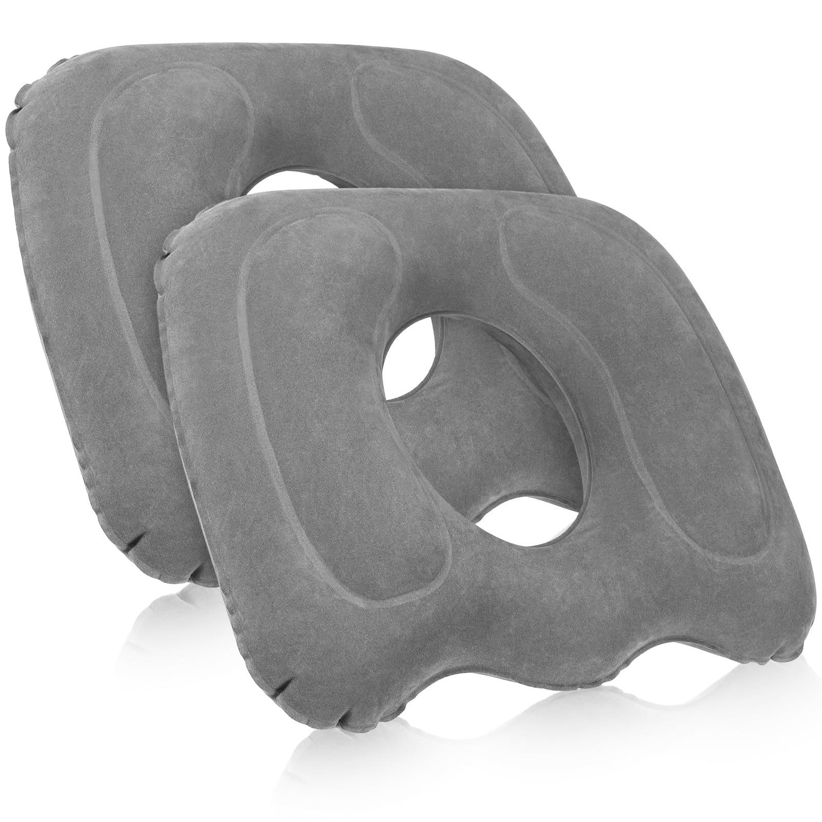 Leinuosen 2 Pcs Inflatable Seat Cushion 18.1 x 15.7 x 4.7 Portable Lift Donut Pillow Height Adjustable Hemorrhoid Pillow for Tailbone Back Pain Bed Sore Home Car Chair Wheelchair Sitting Gray