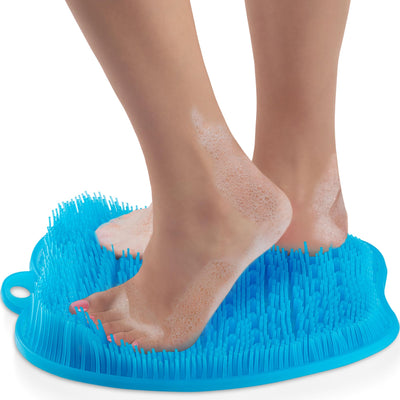 Love Lori Foot Back Scrubber for Shower – Premium Silicone Shower Foot Scrubber Mat – Bathroom Accessories Apartment Essentials (Blue)