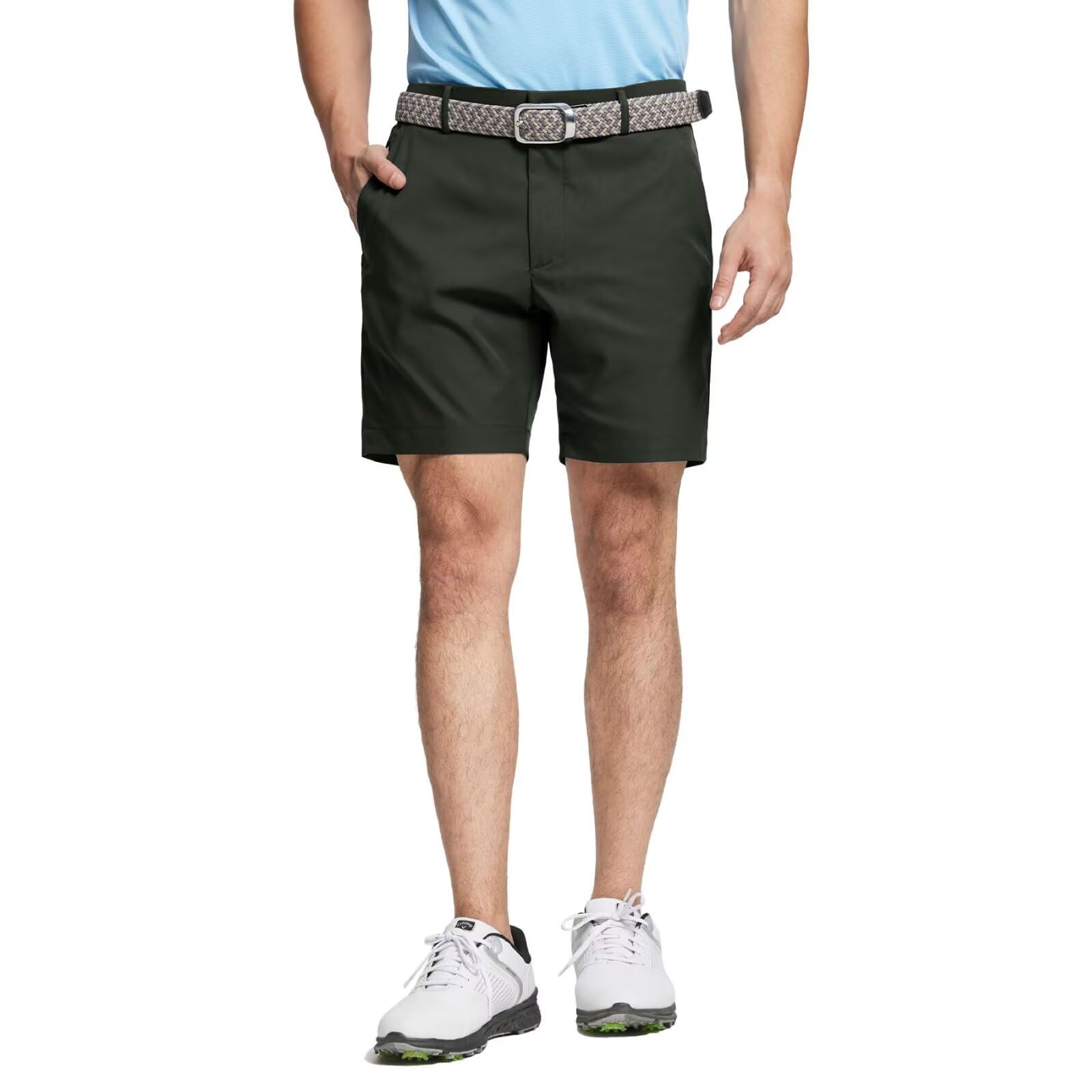 M MAELREG Mens Shorts Casual Dry Fit Stretch Waist Flat Front Flex Zip Pocket Casual Golf Shorts Men 7 inch Inseam