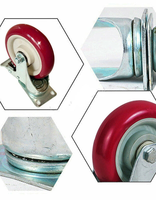 Load image into Gallery viewer, 4 Pack 5 Inch Caster Wheels Swivel Plate Polyurethane Wheels Heavy Duty Wheels
