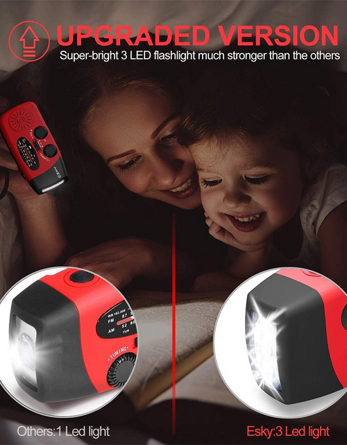Load image into Gallery viewer, Emergency  Radio Crank Solar Hand Weather 1000mAh Power Bank Charger Flash Light
