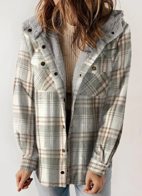 Plaid Hooded Jacket (Single Piece)