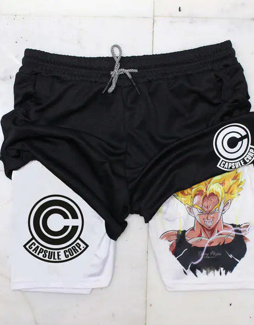 Load image into Gallery viewer, 2023 Summer Men&#39;s Double Layer Anime Print Shorts
