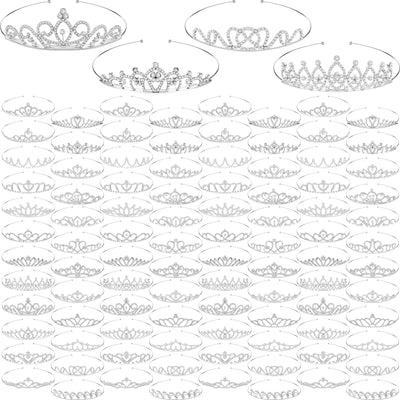 Jexine 96 PCS Tiara Bulk for Girl Princess Tiaras Crowns Rhinestone Crown Party Accessories Crystal Tiaras Headband for Girl (Classic Style)