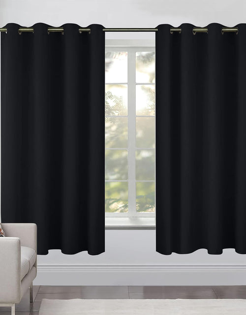 Cargar imagen en el visor de la galería, Blackout Curtains for Bedroom Pack of 2 Window Hanging Panels 52x63 in Black
