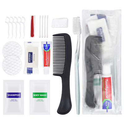 20 Sets Personal Hygiene Kit Bulk Disposable Toothbrushes with Toothpaste Floss Comb Soap Cover Shampoo Body Wash and Vanity Kit Toiletry Kits Homeless Supplies Bulk for WomenMenTravelHomeless