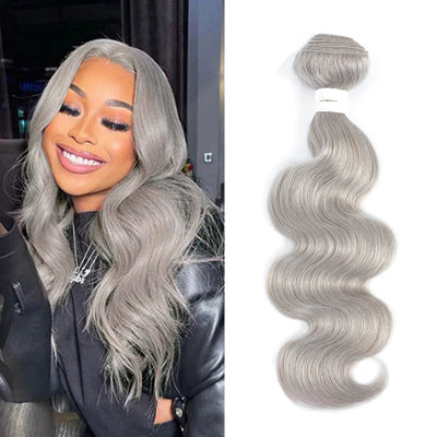 Lots d'ondulations naturelles 14 pouces gris Cheveux humains Lot 100% brésilien Remy 1 Lot Tissage de cheveux Double trame Extension de cheveux