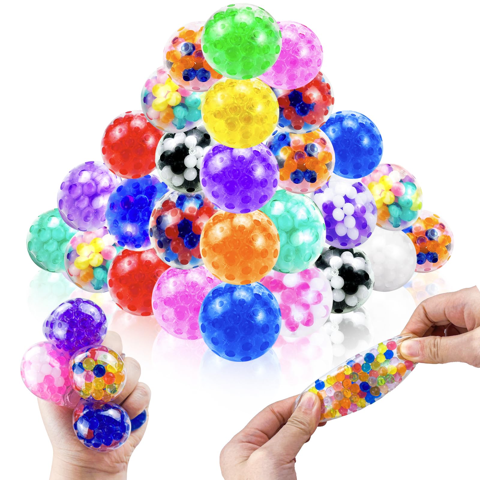 50Pcs Stress Balls Squishy Squeeze Balls Bulk Small Squeeze Balls for Adults Stress Relief Party Favors Birthday Gift