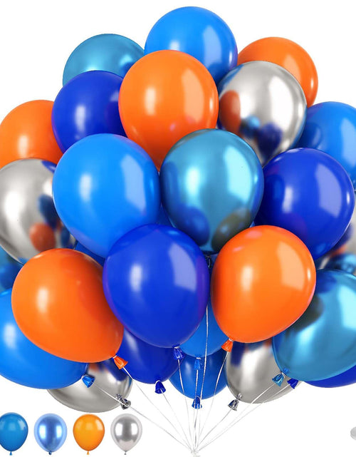 Cargar imagen en el visor de la galería, 50 globos azules y naranjasKit de arco de globos azules y naranjas de 12 pulgadasDecoraciones para fiestasAdecuado para decoraciones de fiestas de cumpleaños, baby shower, graduación, compromiso
