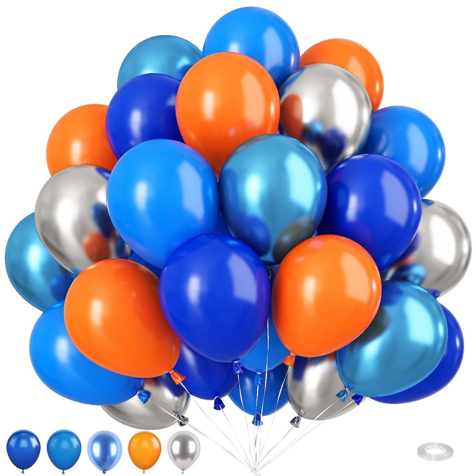 50 globos azules y naranjasKit de arco de globos azules y naranjas de 12 pulgadasDecoraciones para fiestasAdecuado para decoraciones de fiestas de cumpleaños, baby shower, graduación, compromiso