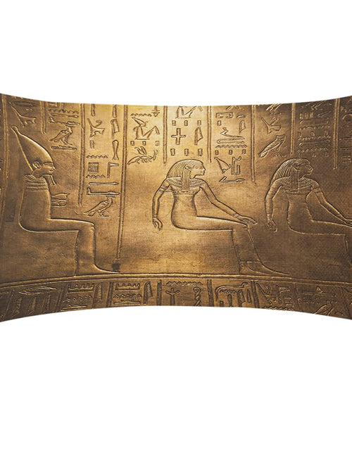 Load image into Gallery viewer, EKOBLA Egyptian Hieroglyphics Decorative Lumbar Cushion Case Ancient Golden Art Symbol Farmhouse Oblong Pillow Cases Cotton Linen 12x20 Inch Cushion Cover for Sofa Couch Decoration
