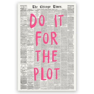 Pink Preppy Wall Art Retro Chicago Newspaper Aesthetic Wall Decor Do It For The Plot Posters Canvas Print Trendy Room Decor Affirmation Quote Pictures for Apartment Bedroom Dorm 8x12inch Unframed