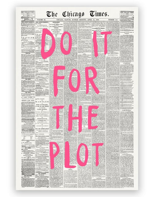 Load image into Gallery viewer, Pink Preppy Wall Art Retro Chicago Newspaper Aesthetic Wall Decor Do It For The Plot Posters Canvas Print Trendy Room Decor Affirmation Quote Pictures for Apartment Bedroom Dorm 8x12inch Unframed
