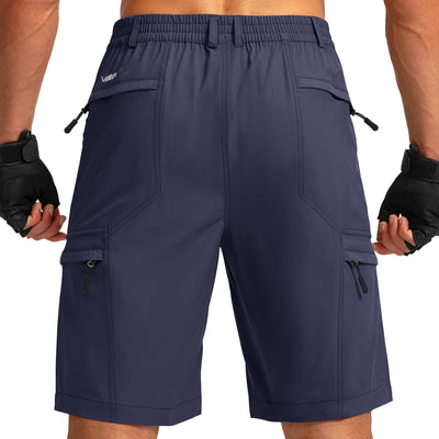 Viodia Mens Hiking Cargo Shorts with 6 Pockets Quick Dry Lightweight Stretch Shorts for Men Outdoor Fishing Golf Shorts Grey Blue M
