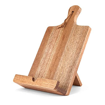 Twine Tablet Stand Acacia Wood Tablet Holder Cookbook Stand Rustic Farmhouse Book Holder and Display Acacia Wood Set of 1