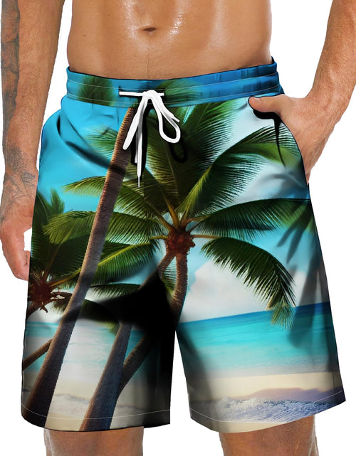 Load image into Gallery viewer, STANFVMEN Mens Hawaiian Beach Shorts Casual Lightweight Drawstring Quick Dry Holiday Tropical Shorts with Pockets
