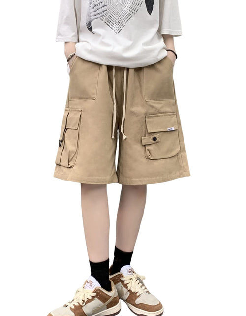 Load image into Gallery viewer, Weierpidan Womens Summer Cargo Shorts Elastic Waist Drawsting Comfy Cotton Loose Shorts
