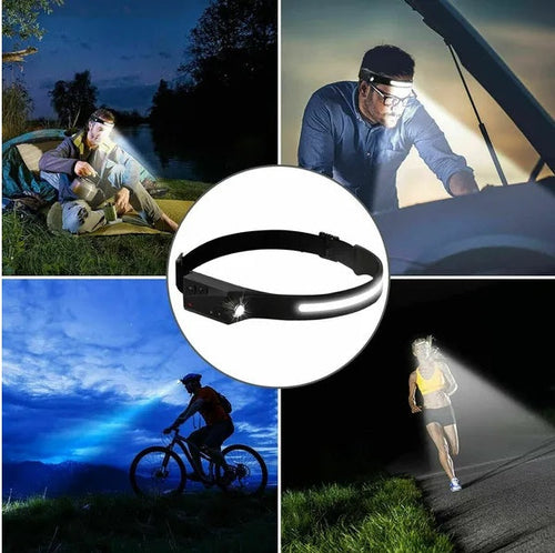 Load image into Gallery viewer, COB LED Headlamp USB Rechargeable Headlight Torch Work Light Bar Head Band Lamp
