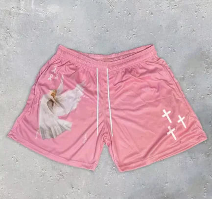Load image into Gallery viewer, Y2K Christian Angel Cross Print Gym Shorts
