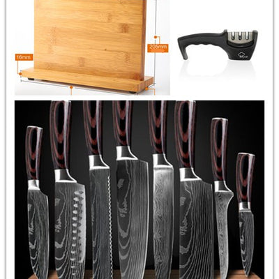 Juego de cuchillos con accesorios de cocina