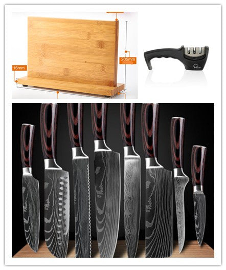 Juego de cuchillos con accesorios de cocina
