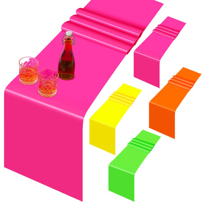 Tingjoo 8 pièces Chemin de Table Néon Nappe de Table Jetable Disco Néon Fournitures de Fête Néon Lumineuses Colorées pour Fête Néon Décorations de Table d'Anniversaire (33 x 183 cm)
