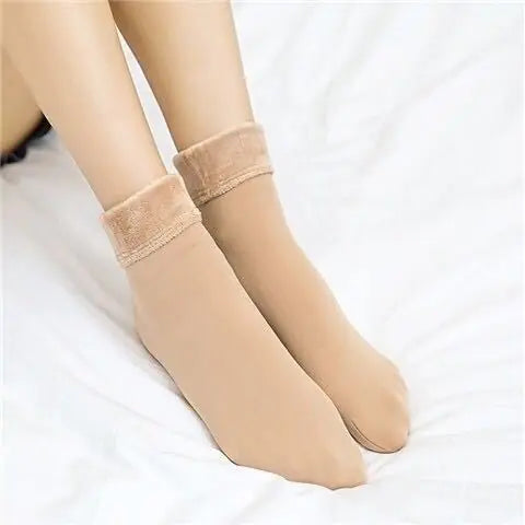 Load image into Gallery viewer, Autumn and winter socks men and women wild tube socks imitation nylon floor socks plus velvet thick snow socks
