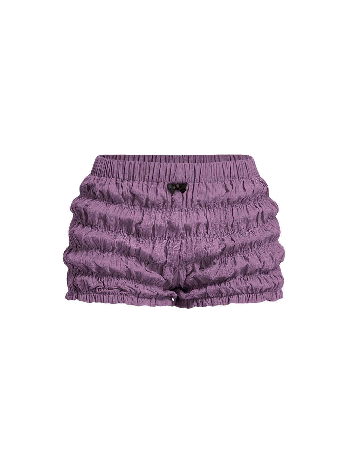 SOLY HUX Womens Ruffle Shorts Y2k Lace Lolita Bloomer Shorts Elastic Waist Frill Bottoms Micro Shorts Plain Purple Large