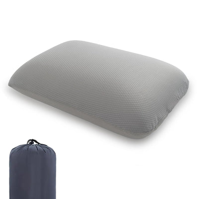 Oreiller de voyage petit oreiller de camping oreiller de lit en mousse à mémoire de forme pour le cou oreiller doux léger facile à transporter oreiller de maison rafraîchissant portable housse d'oreiller amovible avec sac de rangement de voyage (gris)