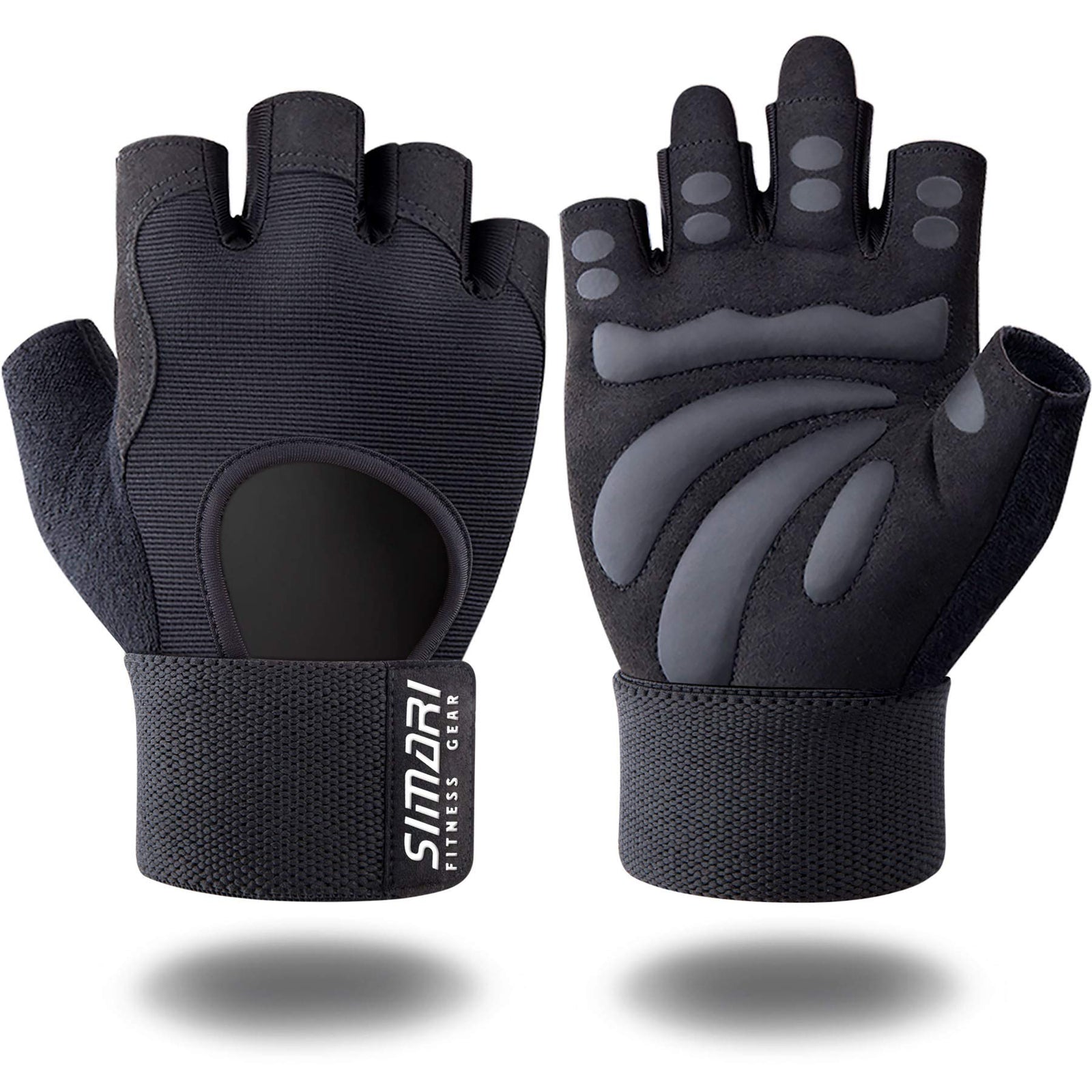 SIMARI Padded Workout Gloves for Men and Women Breathable Weight Lifting Gloves with Wrist Wraps Support Grip Full Palm Protection for Gym Training Cycling Weightlifting Exercise
