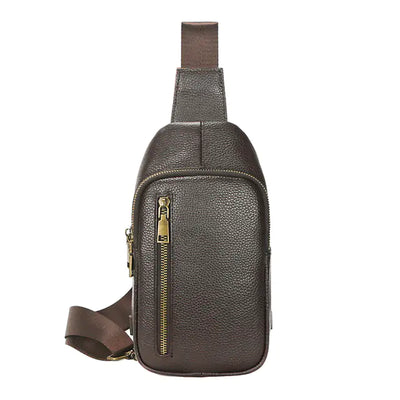 Genuine Leather Small Sling Bag for Men Outdoors