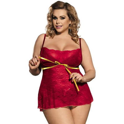 Nuisette grande taille en dentelle avec armatures