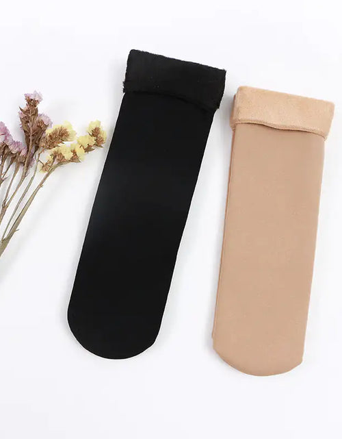 Load image into Gallery viewer, Autumn and winter socks men and women wild tube socks imitation nylon floor socks plus velvet thick snow socks
