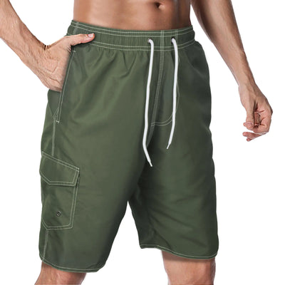 DR. ANISON Mens Swim Trunks Swim Shorts Swimming Trunks Swimsuit Quick Dry with Mesh Lining Swimwear Army Green