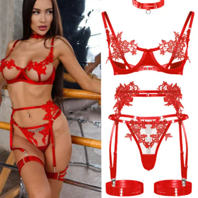 Lingerie sexy avec armatures en acier creux (un ensemble)