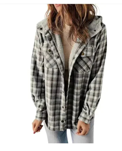 Plaid Hooded Jacket (Single Piece)