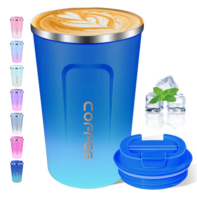 Insulated Coffee Mug 12oz Travel Coffee Mug with Lid Leakproof Coffee Thermos No Handle Reusable Stainless Steel Mug Keeps Cold and Hot Suitable for Car Daily Travel and Gifts