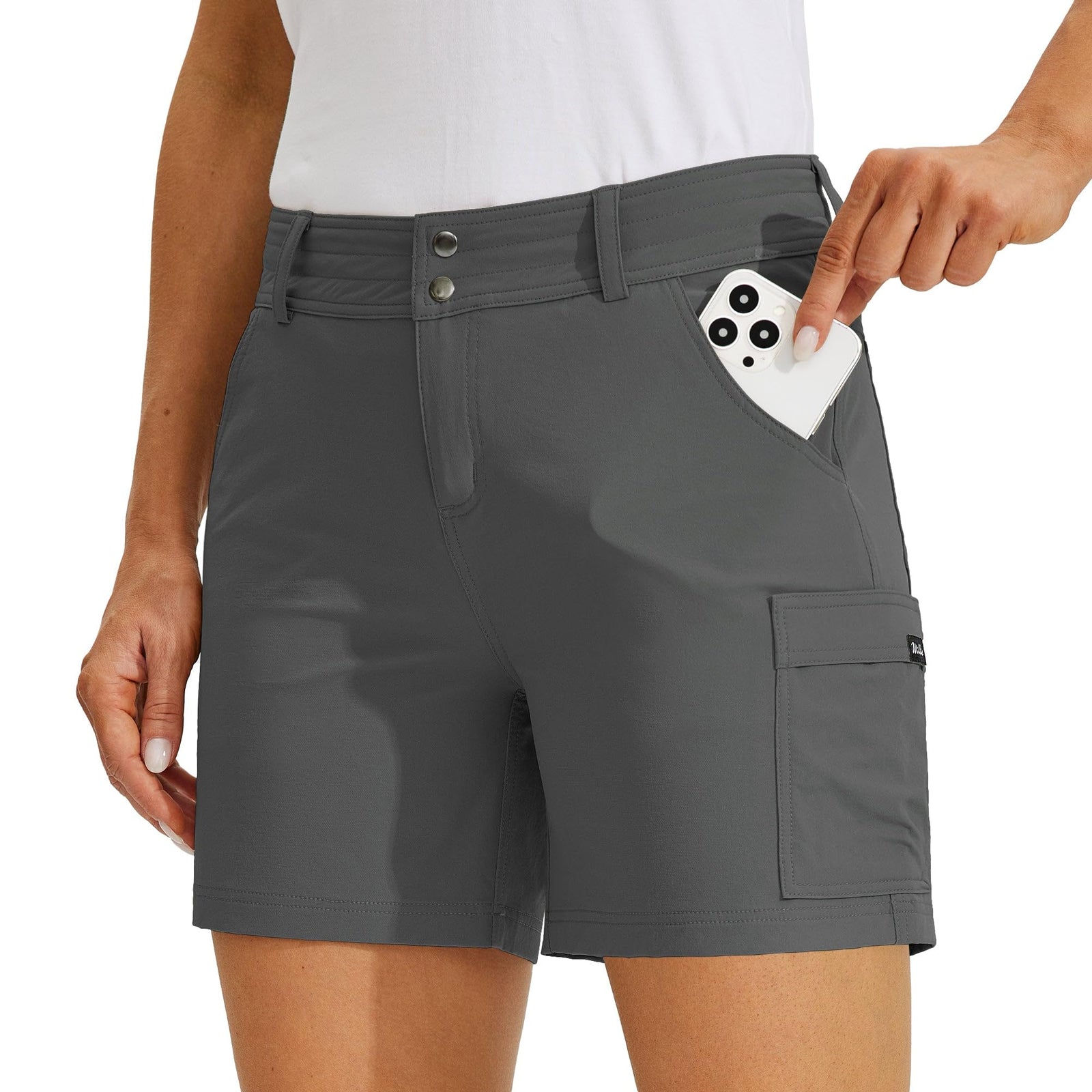 Willit Womens Golf Shorts Hiking Cargo Shorts Quick Dry Athletic Casual Summer Shorts with Pockets 5" Forge Grey 12