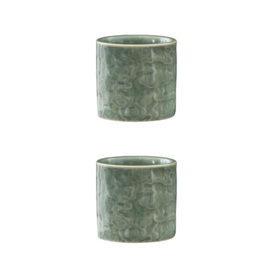 Juego de tazas de espresso de cerámica Dicmracy de 2 o 4 unidades, 3.4 oz, tazas de café espresso, tazas demitasse para café o té, tazas de café pequeñas sin asas (verde 2)