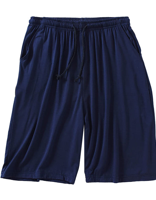 Load image into Gallery viewer, Mens Outdoors Shorts Elastic Waist Baggy Shorts Loose Fit Lightweight Sports Shorts Breathable Pajama Lounge Shorts (Navy5X-Large)
