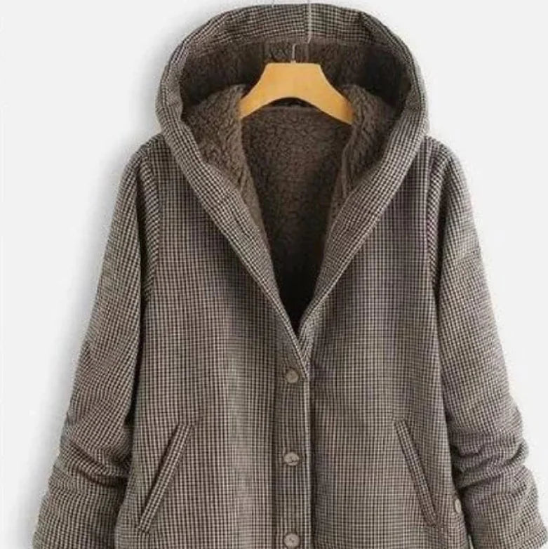 Veste à capuche unie et veste à carreaux