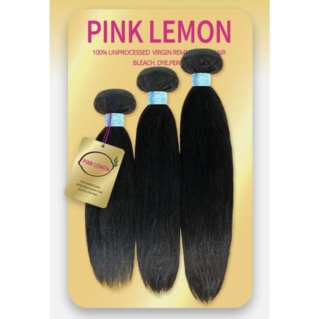 Pink Lemon Virgin Human Hair Weave 3 Bundles Straight (NATURAL 14"16"18")