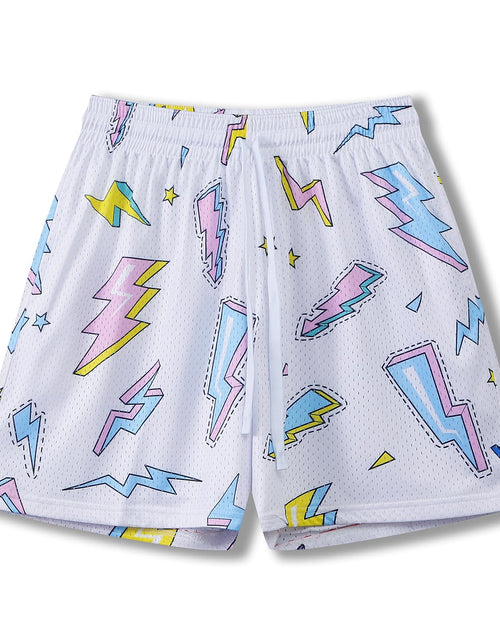 Load image into Gallery viewer, BOOMLEMON Mens Mesh Graphic Print Shorts Casual Fashion Cool Shorts Summer Active Basketball Streetwear Short Pants(#7102 White M)
